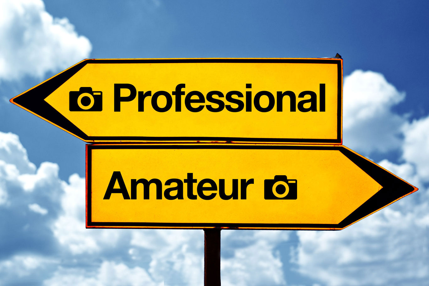 Professional or amateur photography sign post